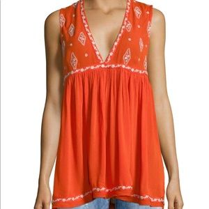 Free People Sleeveless Diamond Embroidered Top